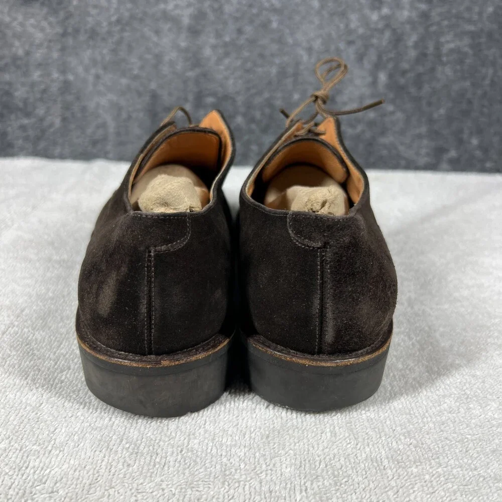 Salvatore Ferragamo Derby Shoes Mens Size 8.5 Brown Suede Cap Toe Rubber Sole